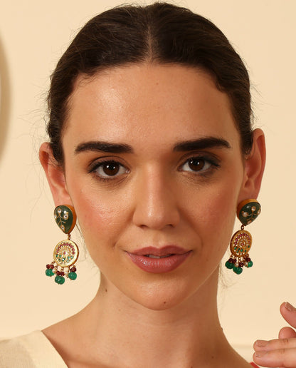 Inlay Aari Drop Earrings