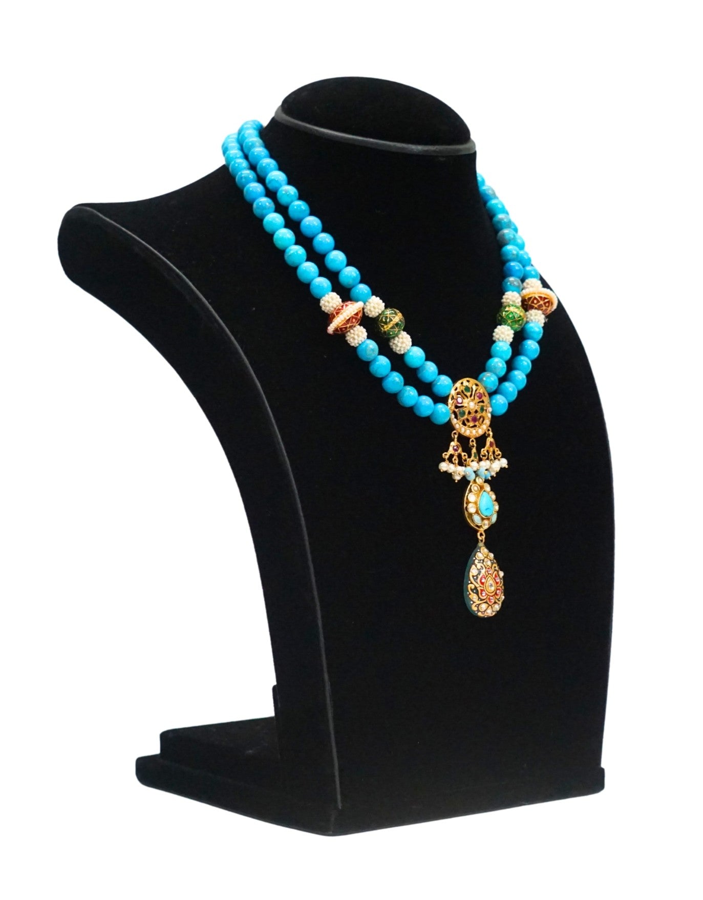 Turquoise Kundan Aari Royal Necklace