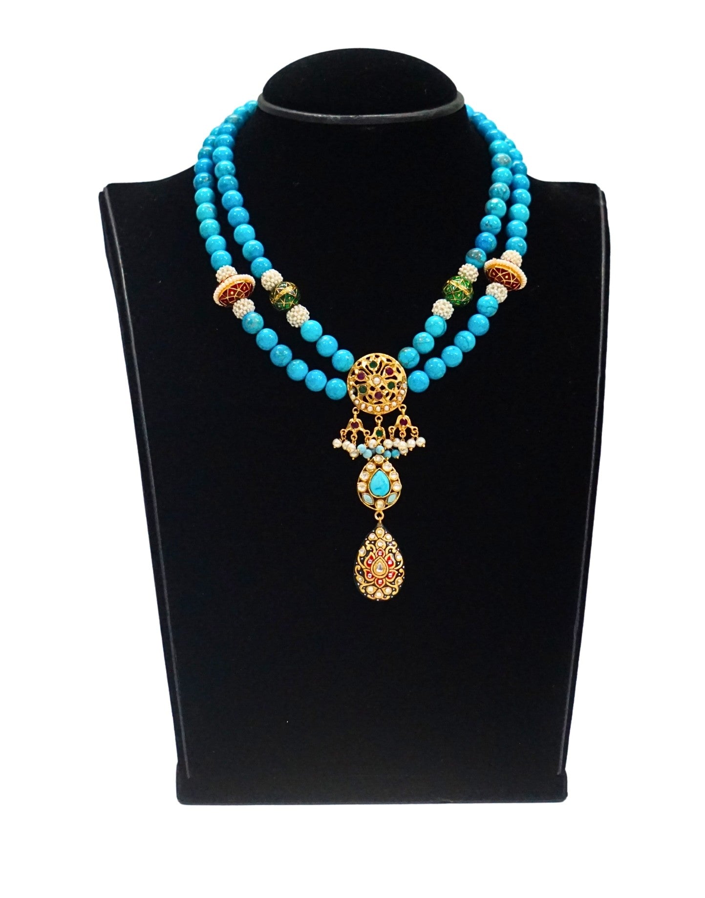 Turquoise Kundan Aari Royal Necklace