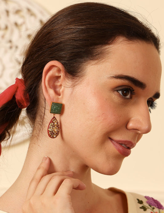 Onyx Red Drop Earring