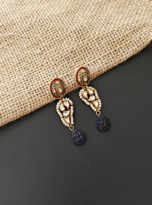 Paisley Kundan Drop Earring