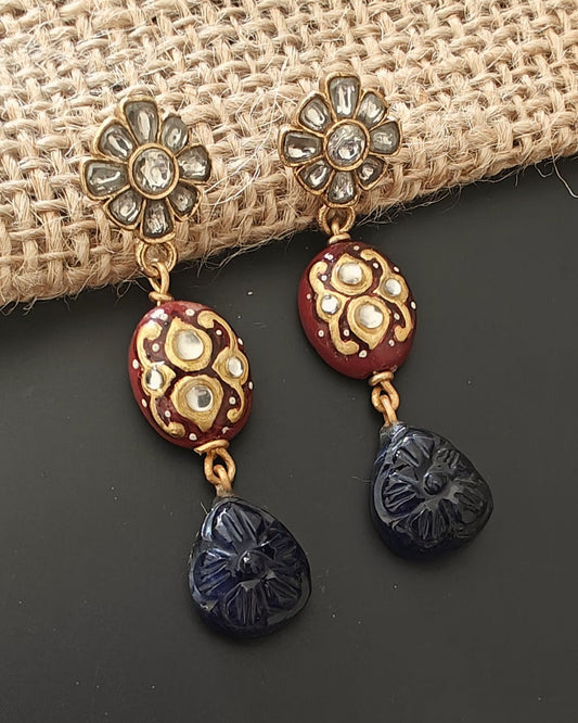 Floral Kundan Drop Earring