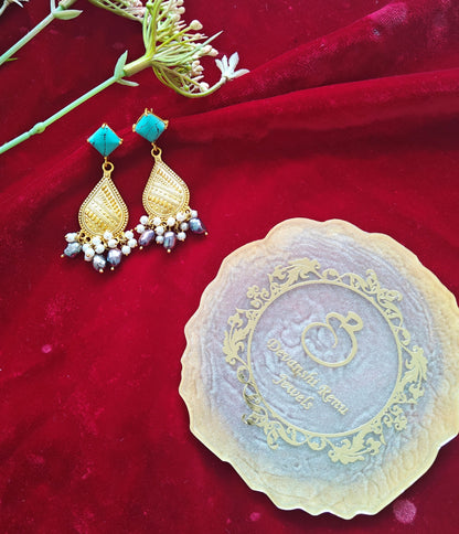 Alankar Turquoise Temple Drop Earrings