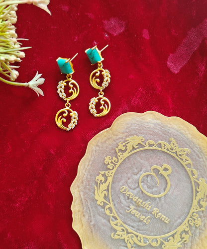 Alankar Floral Turquoise Drop Earring