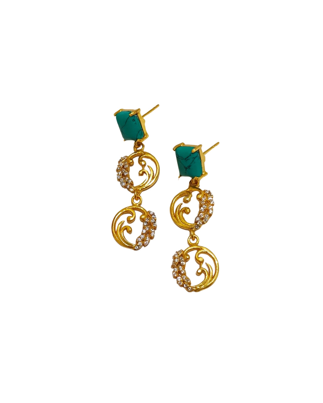 Alankar Floral Turquoise Drop Earring