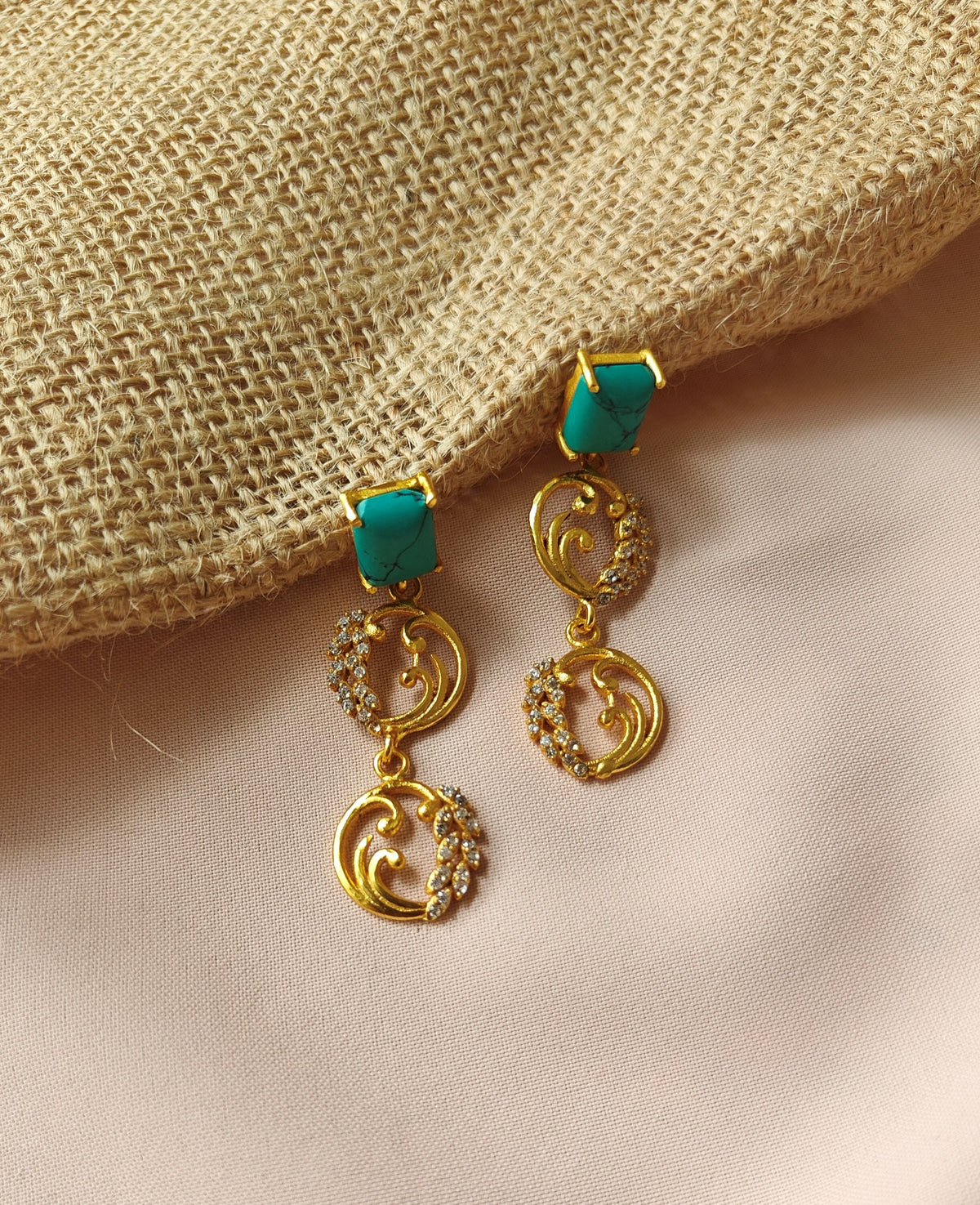 Alankar Floral Turquoise Drop Earring