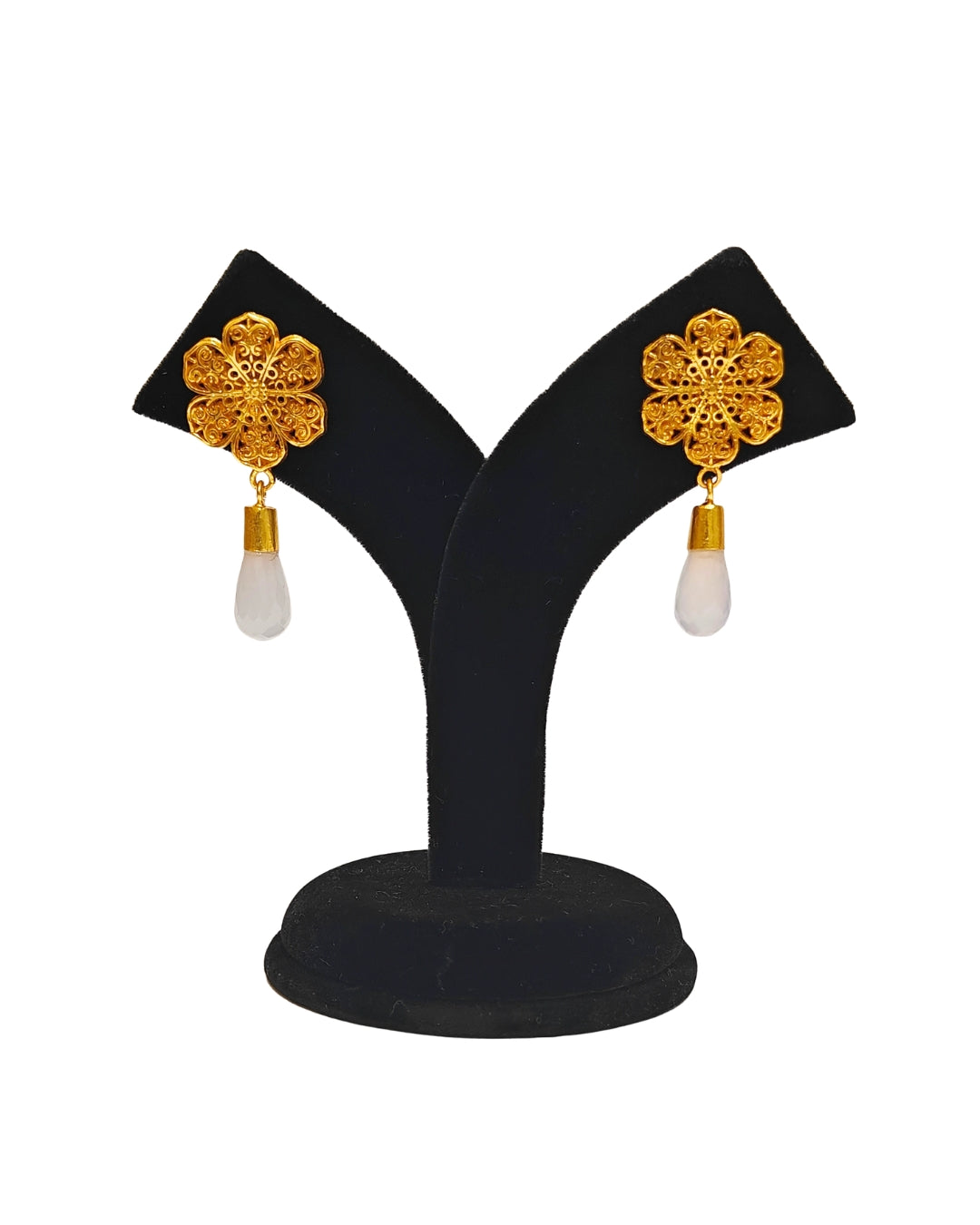 Alankar Fauna White Drop Earrings