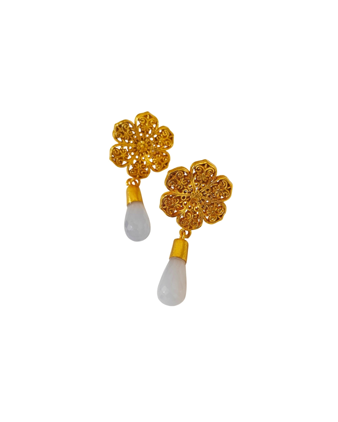Alankar Fauna White Drop Earrings