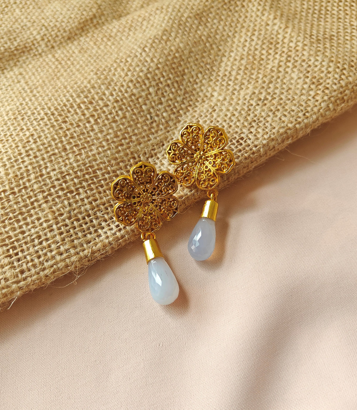 Alankar Fauna White Drop Earrings