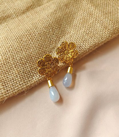 Alankar Fauna White Drop Earrings