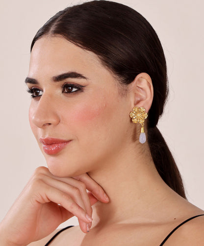 Alankar Fauna White Drop Earrings