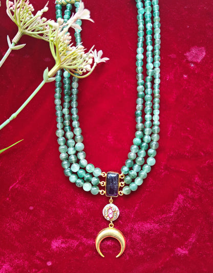 Alankar Amethyst Pearl Chand Layered Necklace