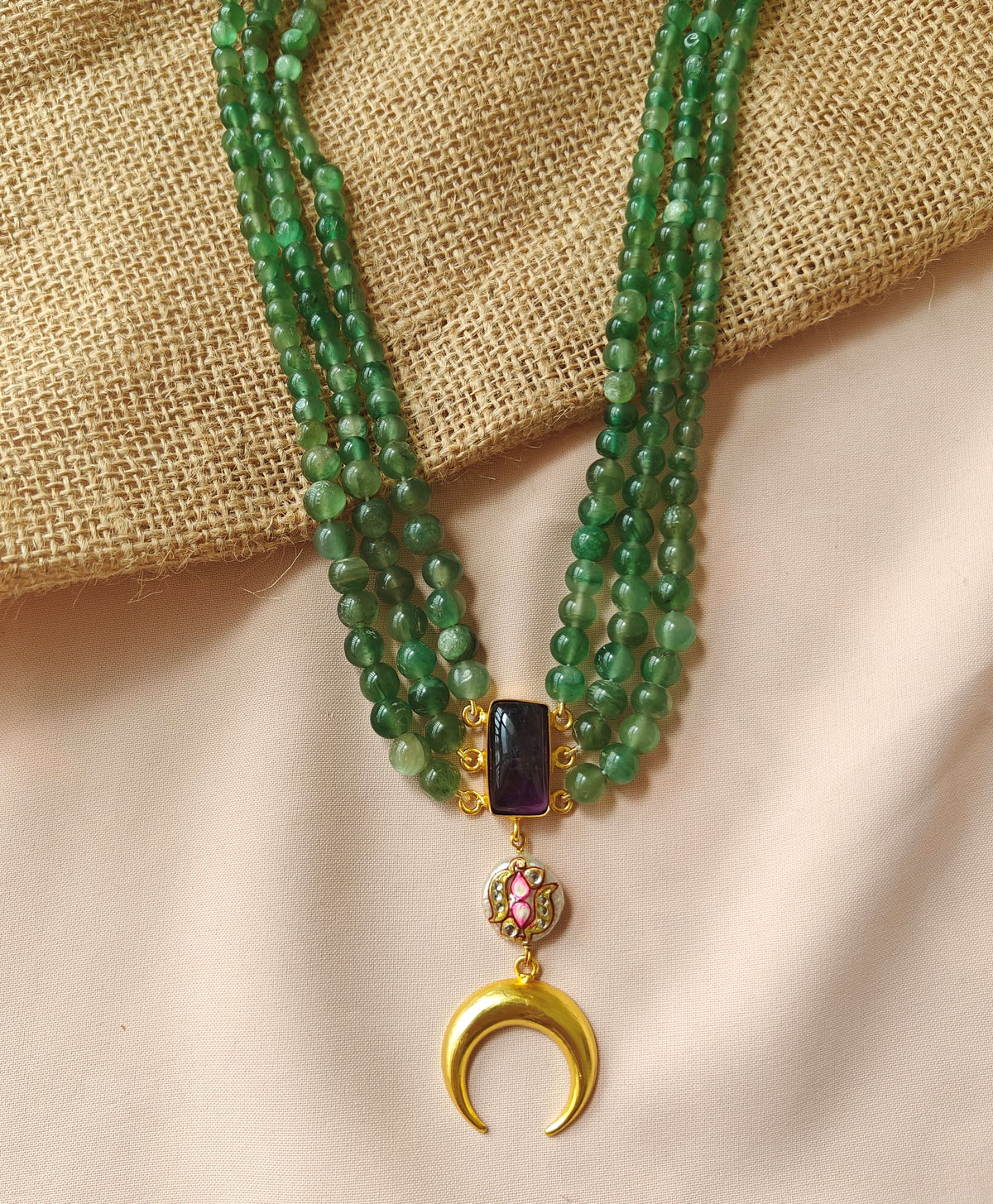Alankar Amethyst Pearl Chand Layered Necklace