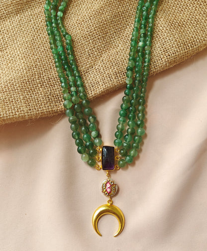 Alankar Amethyst Pearl Chand Layered Necklace