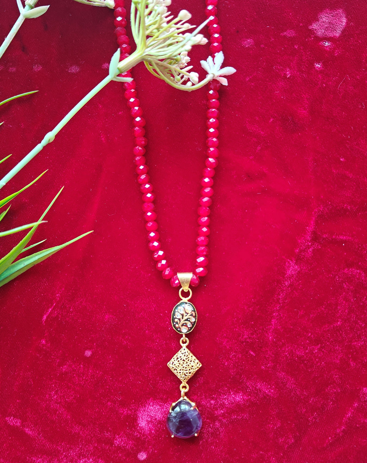 Alankar Amethyst Fusion Nikhar Necklace