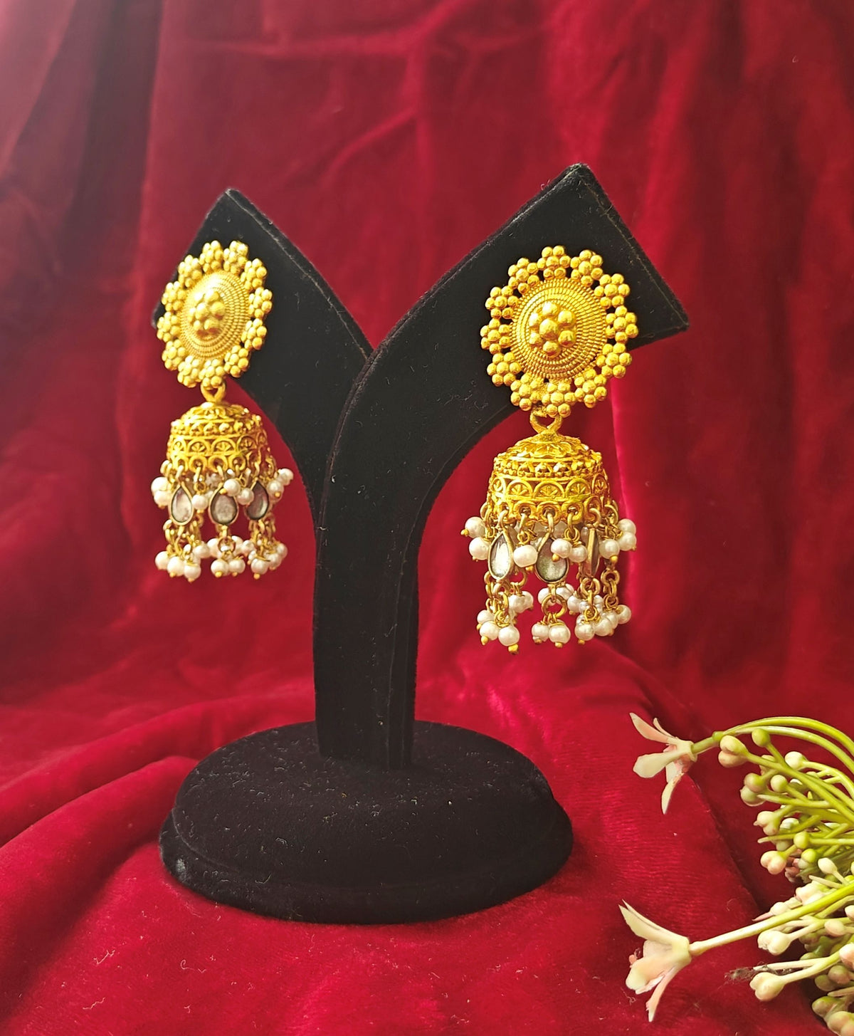 Alankar Round Floral Princess Jhumka Earring