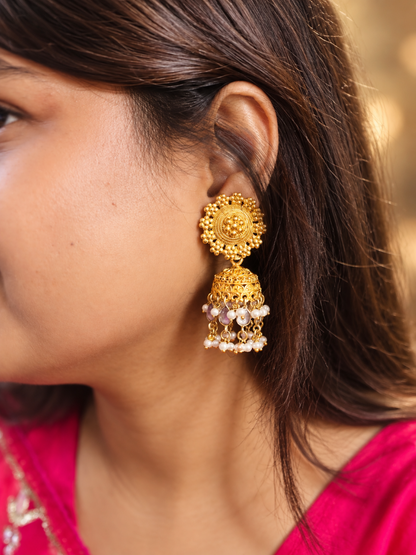 Alankar Round Floral Princess Jhumka Earring