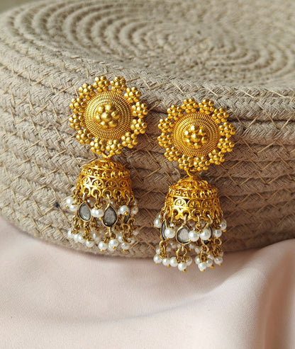 Alankar Round Floral Princess Jhumka Earring
