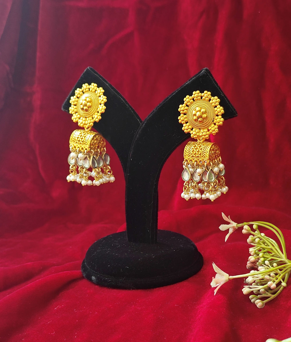 Alankar Square Floral Princess Jhumka Earring