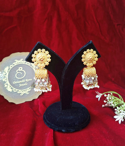 Alankar Square Floral Princess Jhumka Earring