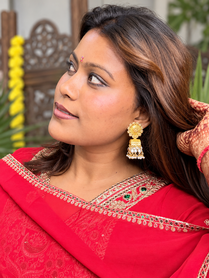 Alankar Square Floral Princess Jhumka Earring