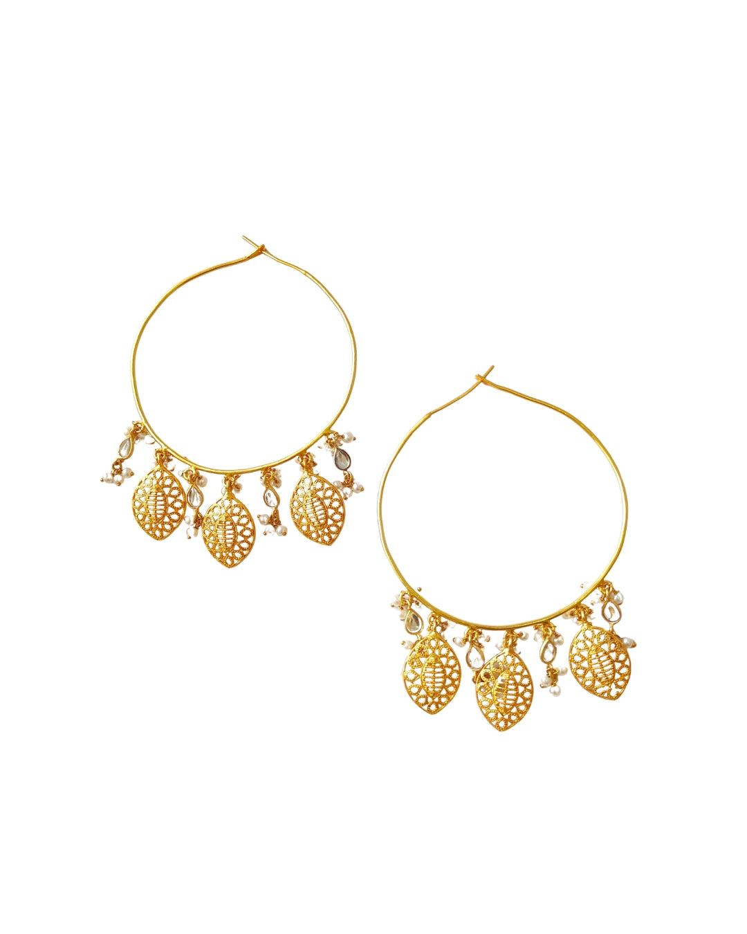 Alankar Leaf Pearl Chandbali