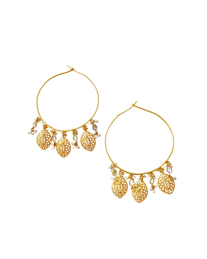 Alankar Leaf Pearl Chandbali