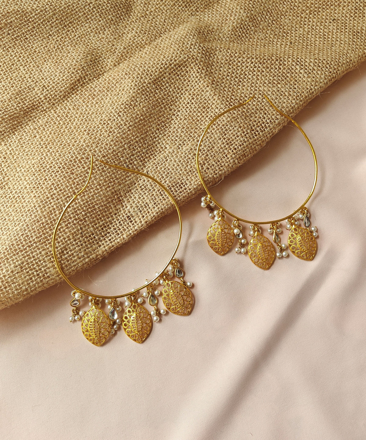 Alankar Leaf Pearl Chandbali