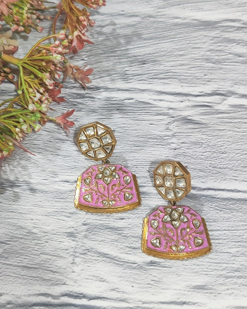Pink Meenakari Danglers