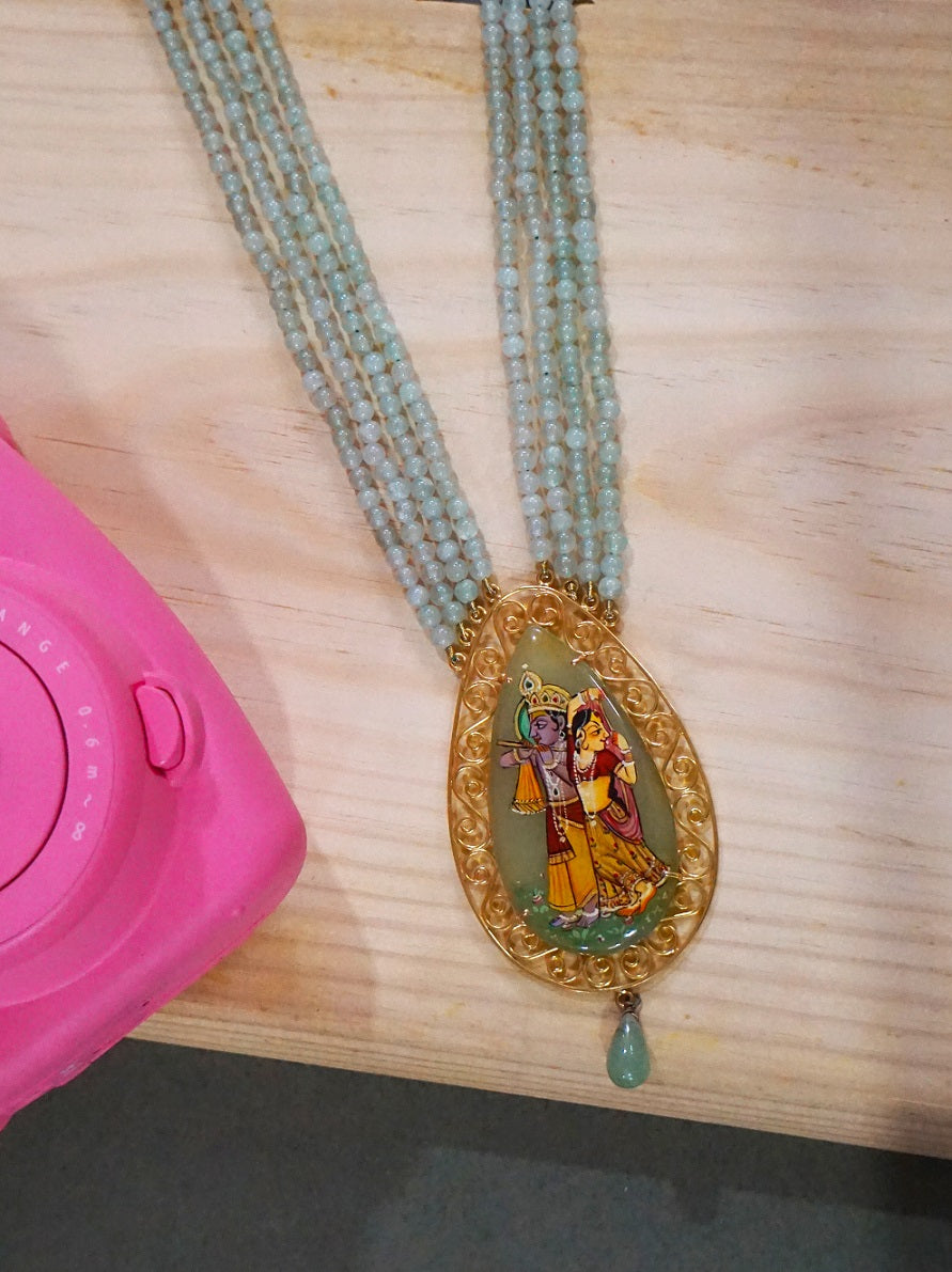 Gold Radha Krishna Necklace