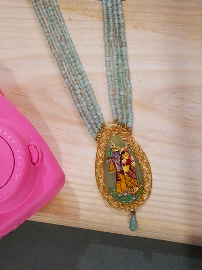 Gold Radha Krishna Necklace