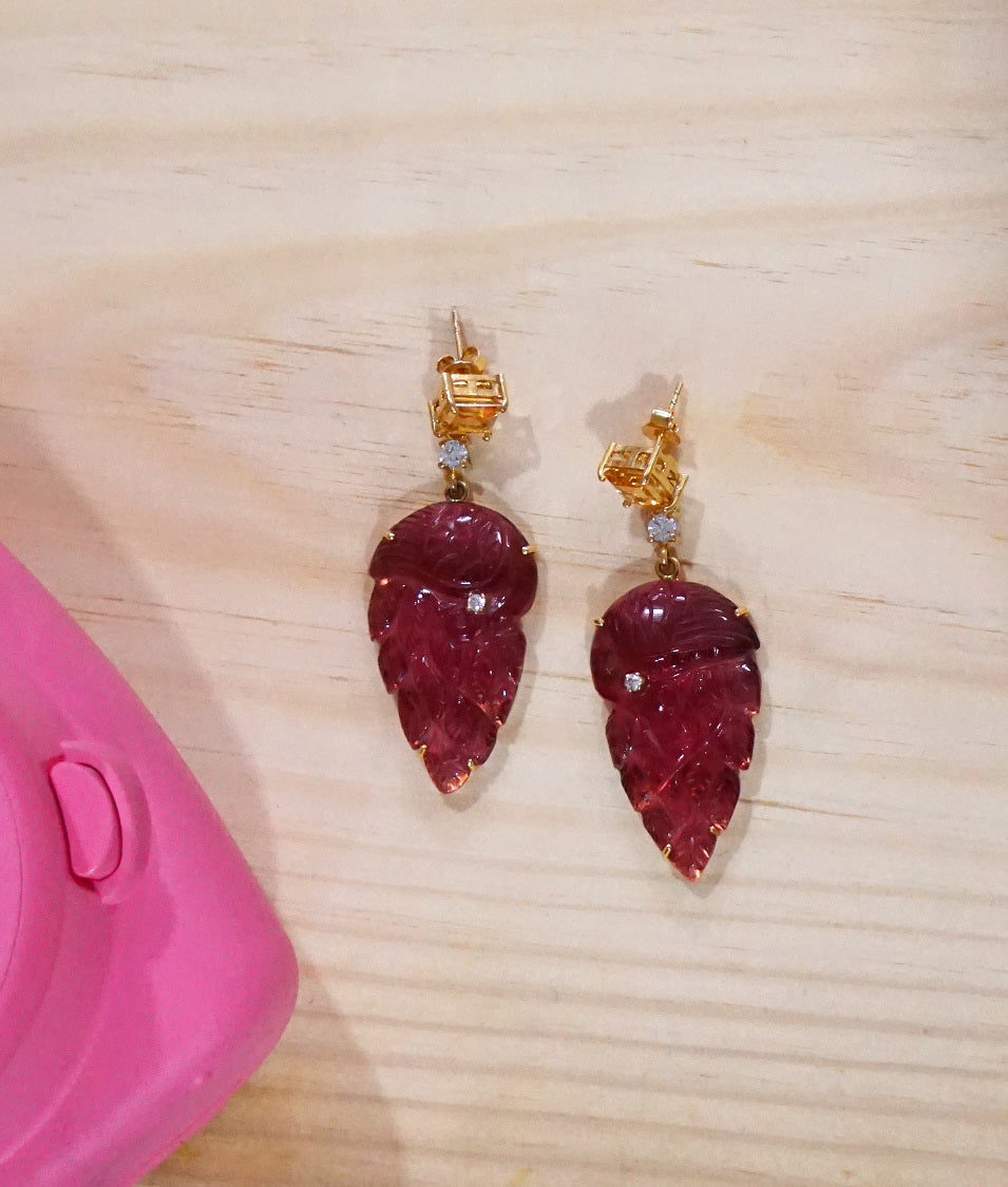 Gold Fish Carved Earrings