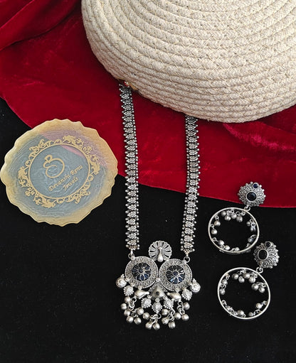 Alankar Oxidized Black Onyx Necklace Set