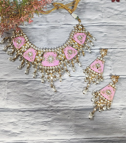 Pink Meenakari Bridal Set