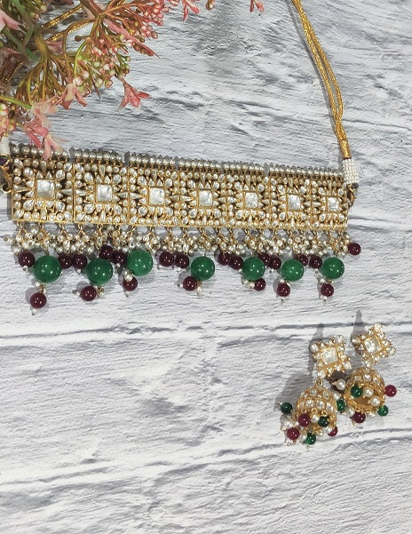 Red Green Bridal Chokar Set