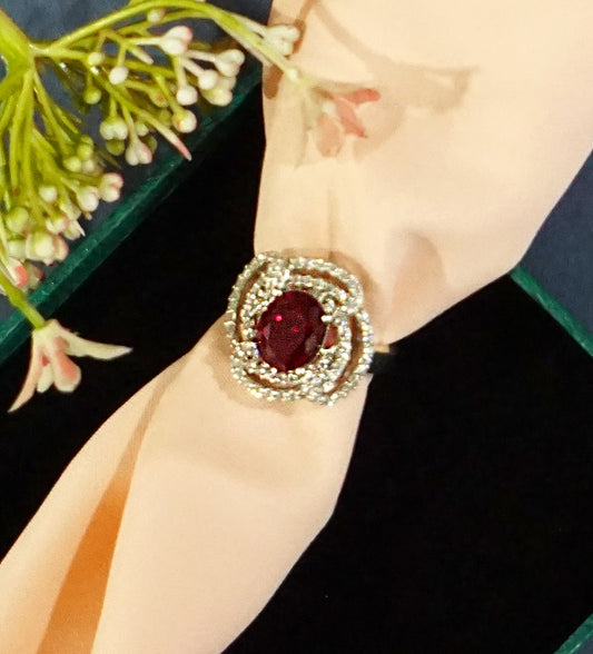 Red Waves Cocktail Ring