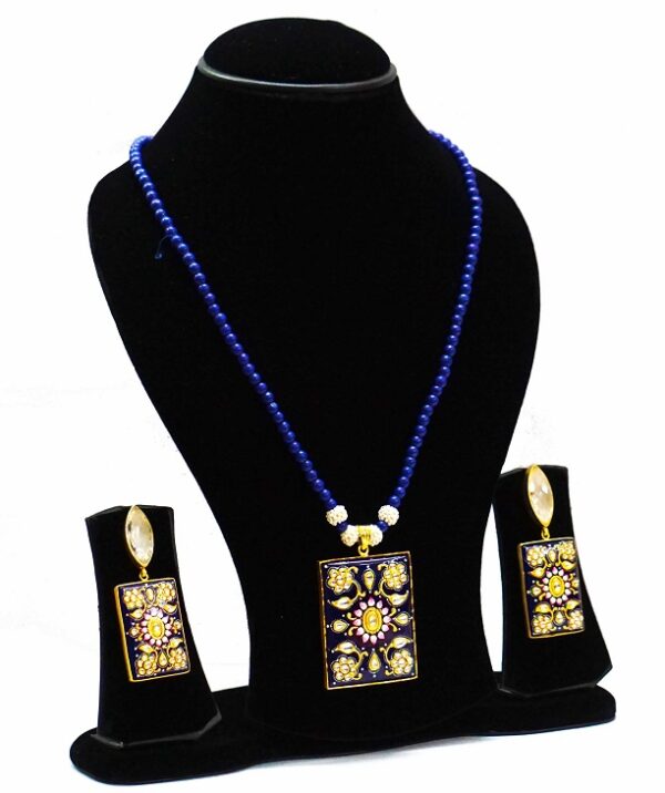 Blue Painted Necklace Set