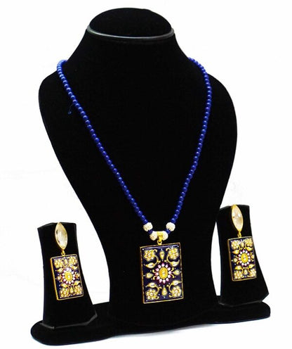 Blue Painted Necklace Set