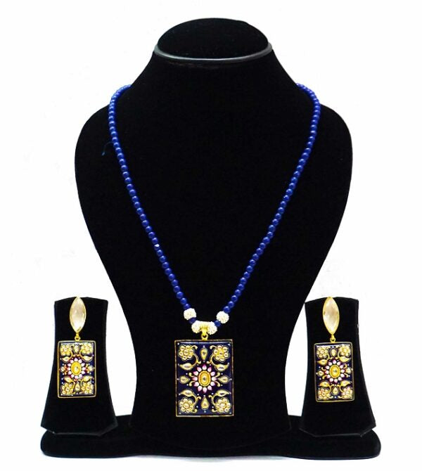 Blue Painted Necklace Set