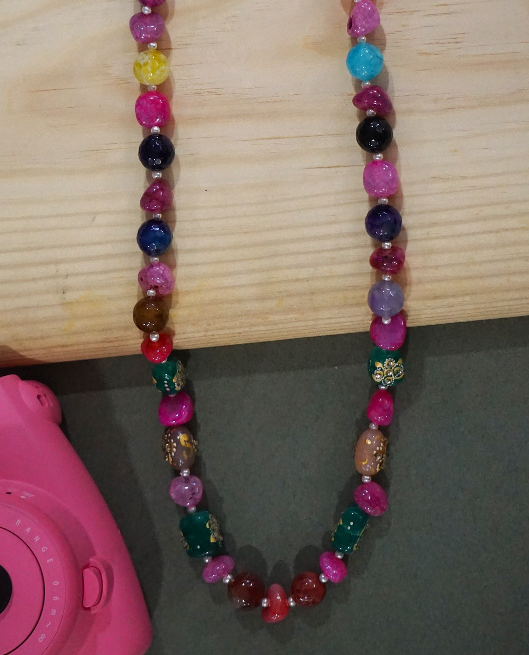 Mix Pink Kundan Beads Necklace