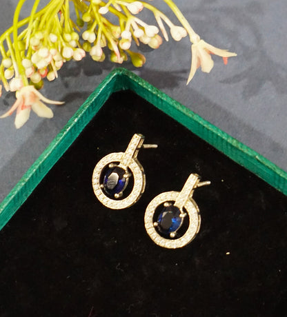 Blue Round Drop Earrings