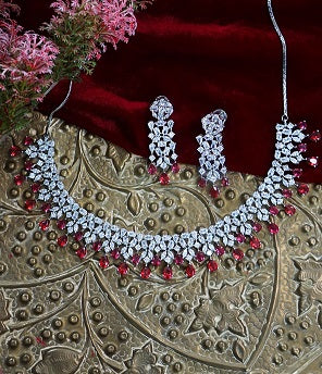 Alankar Red Diamond Necklace Set