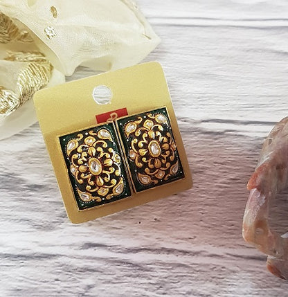 Green Onyx Rectangle Stud