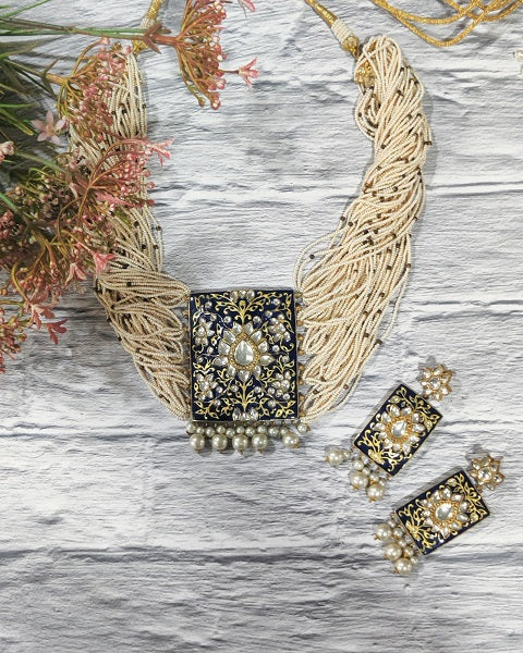 Blue Meenakari Bridal Necklace Set