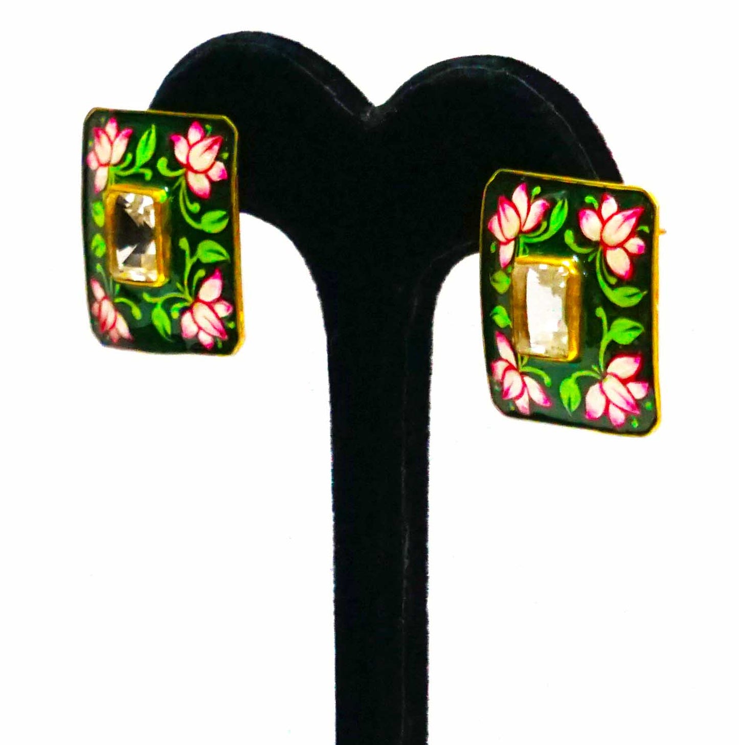 Green Meenakari Stud