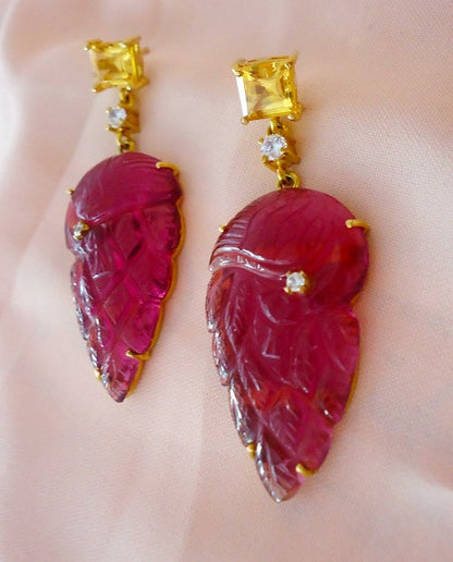 Gold Fish Carved Earrings