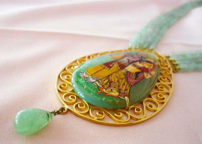Gold Radha Krishna Necklace