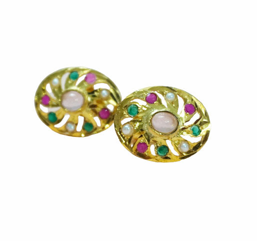 Aari Oval Pink Studs