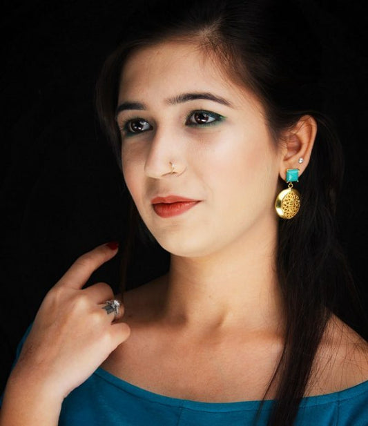Turquoise Round Filigree Dangler