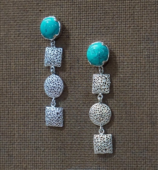Turquoise Round Square Dangler